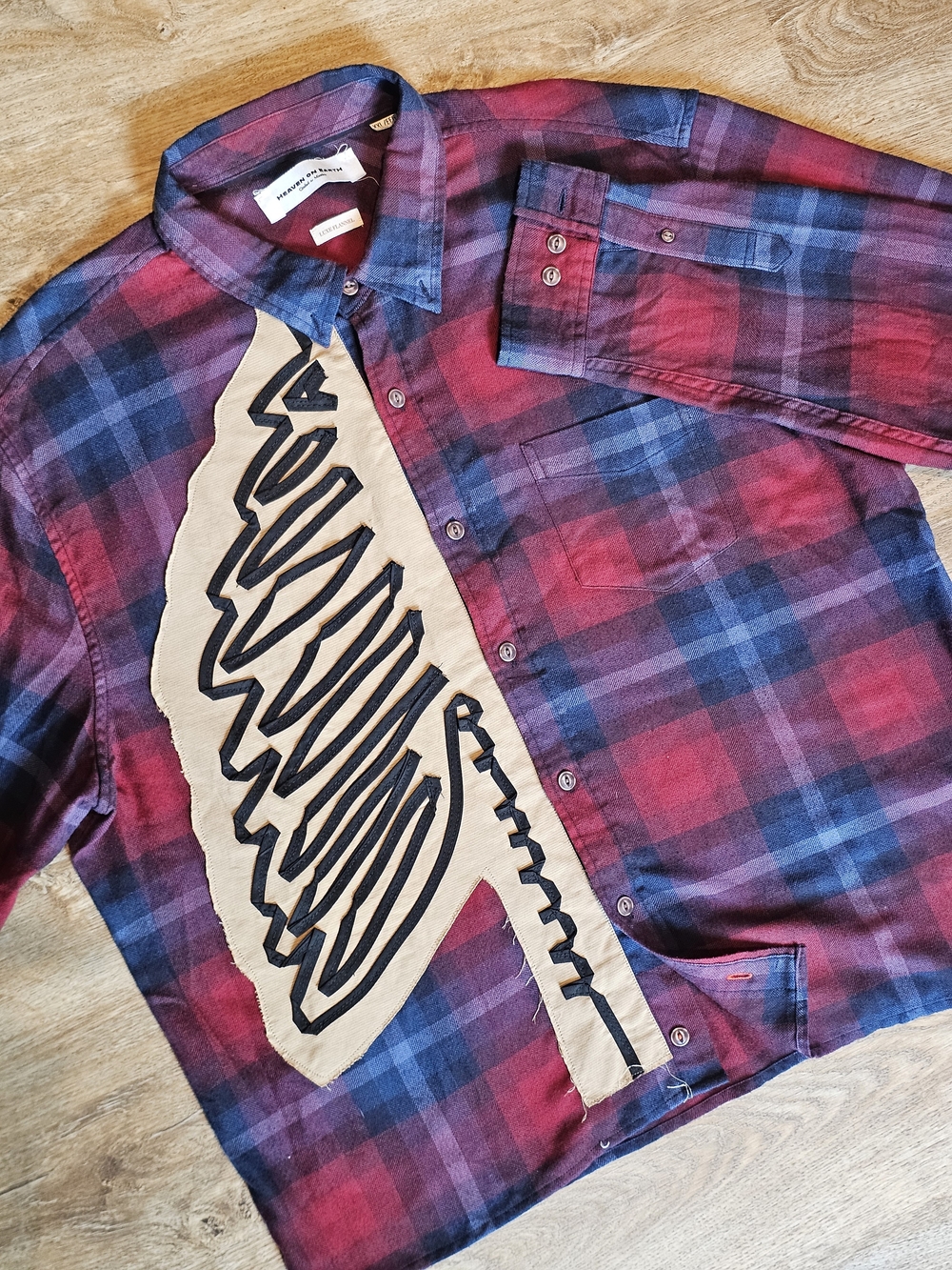 Heaven On Earth XXL Skeleton Rib Cage Plaid Flannel Button Up Longsleeve Shirt